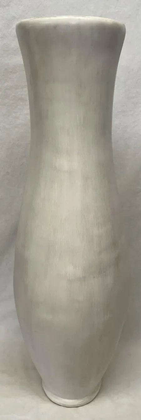 Medium White Polished Ceramic Floor Vase 13"W X 40"H