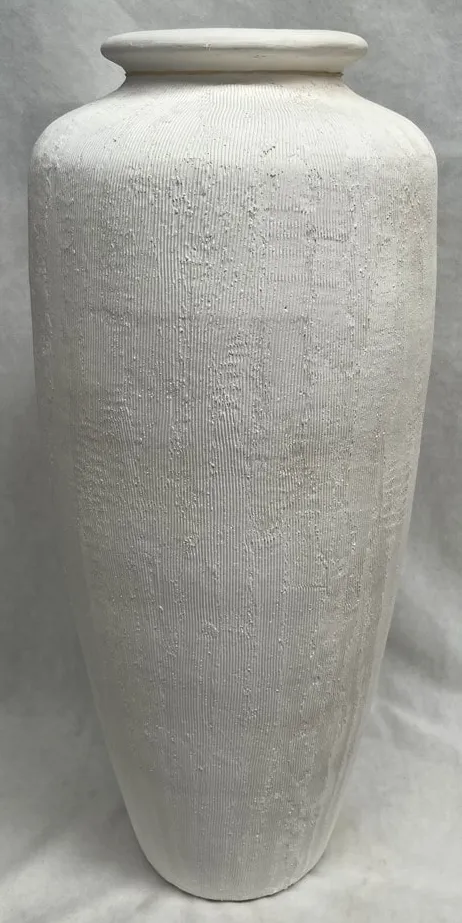 Large White Ceramic Floor Vase 14"W X 38"H