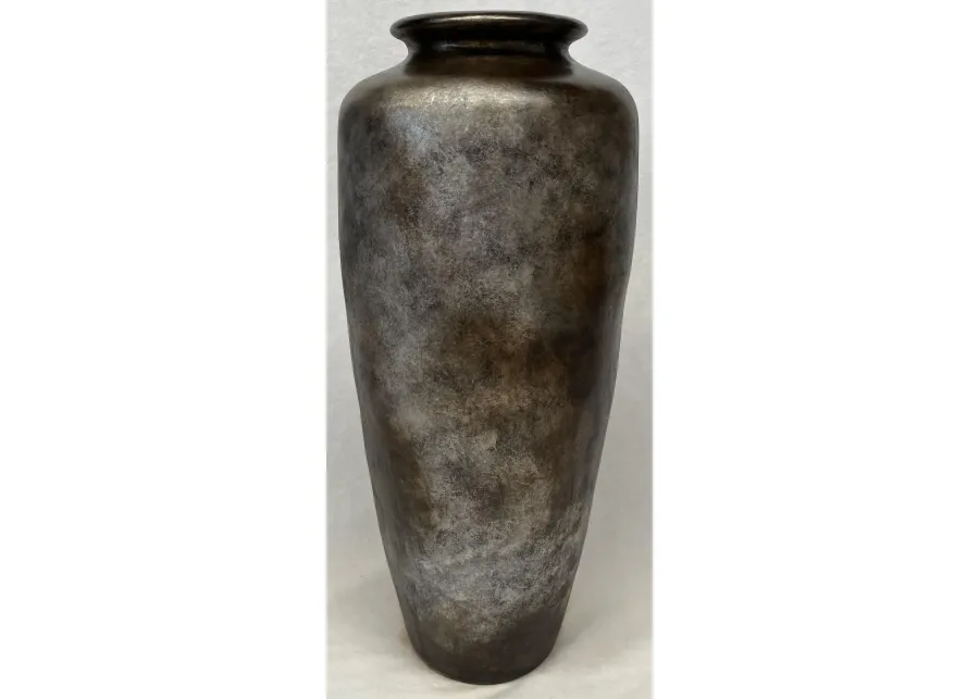 Medium Bronze and Silver Ceramic Floor Vase 14"W X 33"H