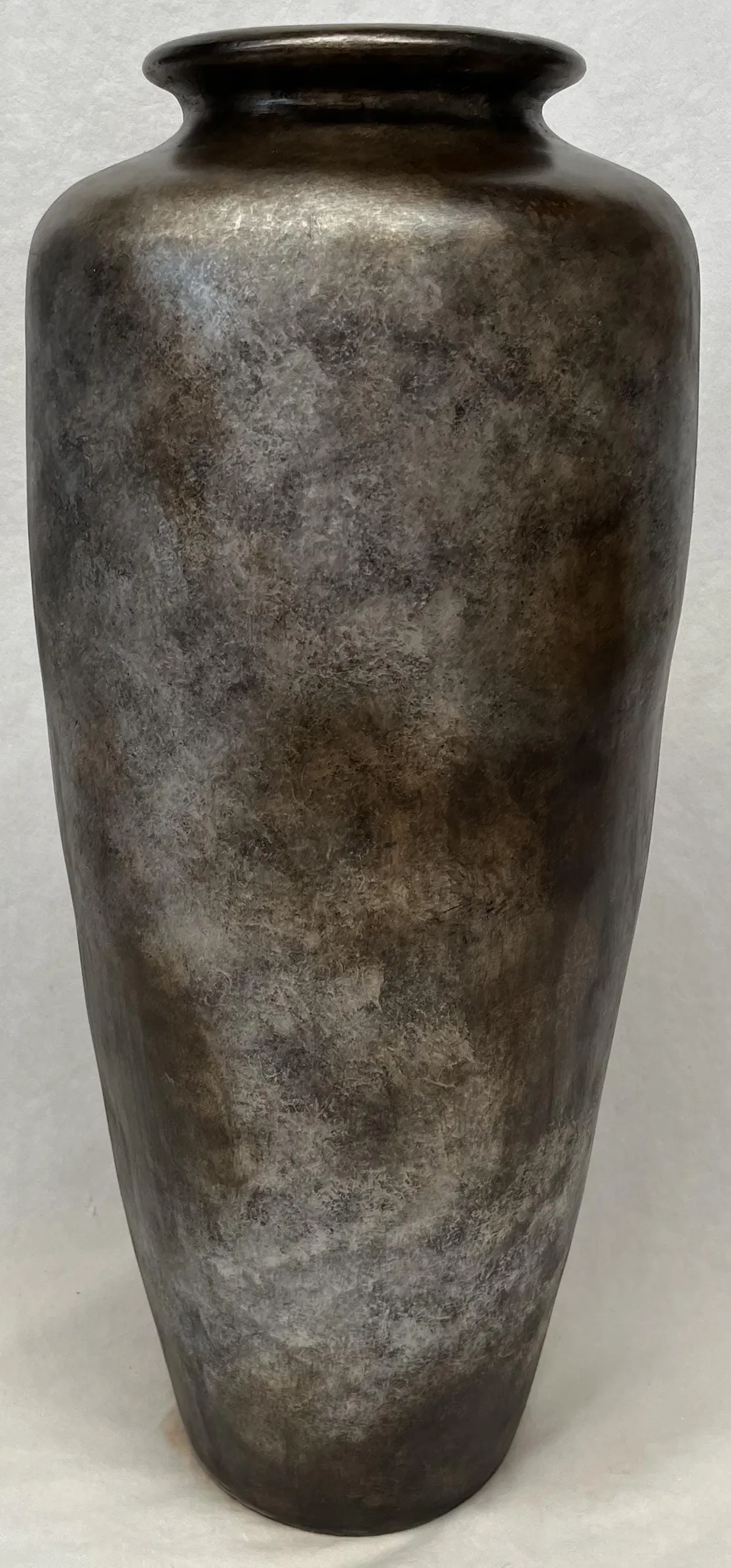 Medium Bronze and Silver Ceramic Floor Vase 14"W X 33"H