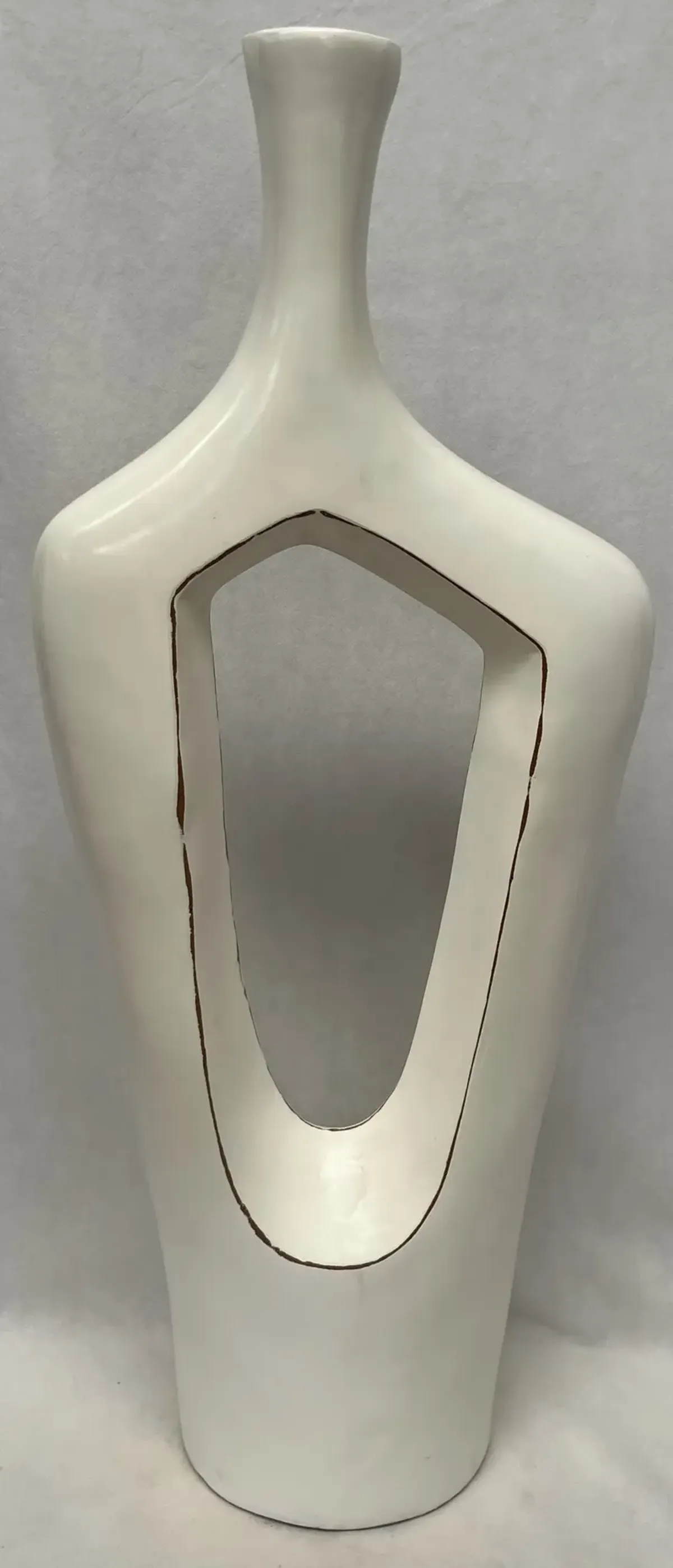 Medium White Ceramic Floor Vase 15"W X 52"H