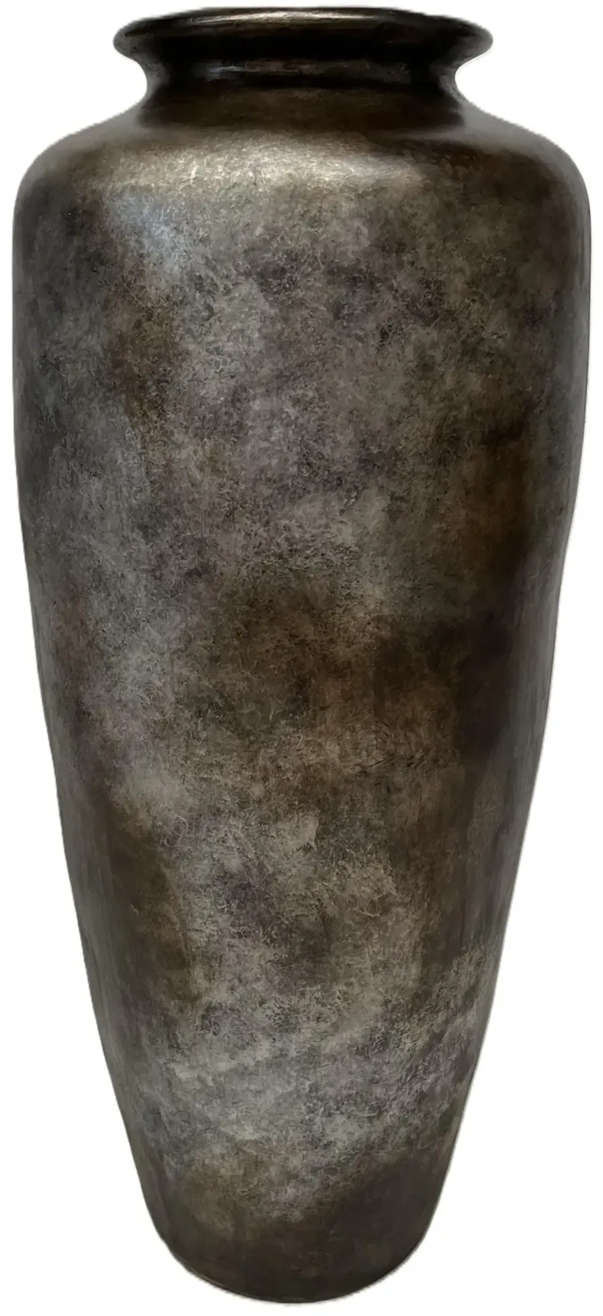 Large Bronze and Silver Ceramic Floor Vase 14"W X 38"H