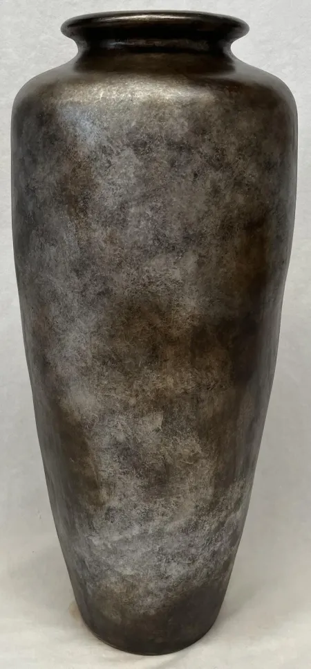 Large Bronze and Silver Ceramic Floor Vase 14"W X 38"H
