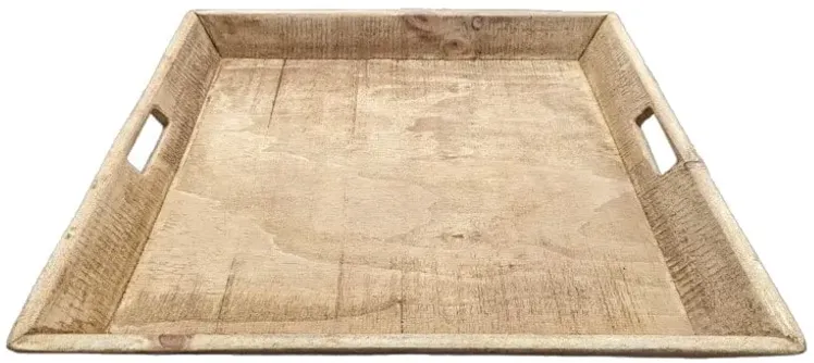 Natural Serving Tray with Handles 24"W x 24"D