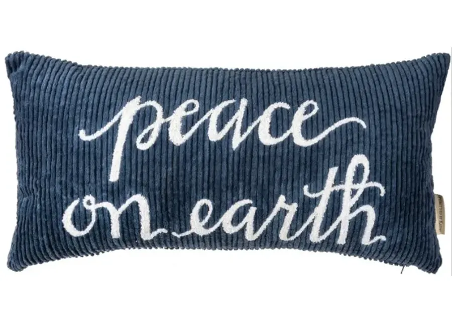 Blue Peace On Earth Pillow 20"W x 10"H