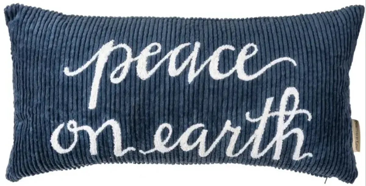 Blue Peace On Earth Pillow 20"W x 10"H