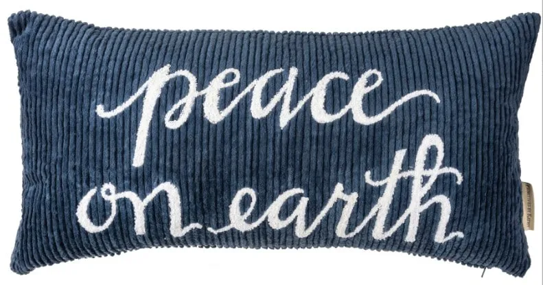 Blue Peace On Earth Pillow 20"W x 10"H