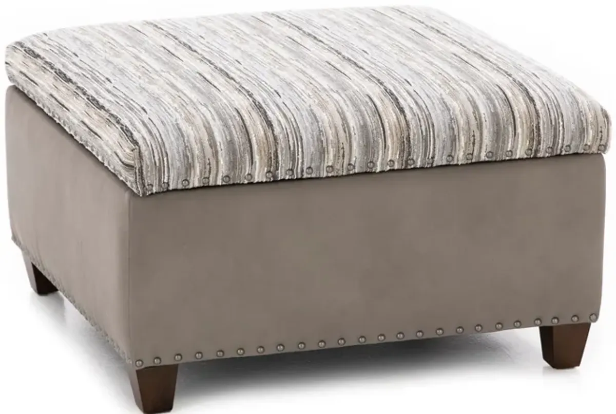 Depot Leather/Fabric Storage Cocktail Ottoman