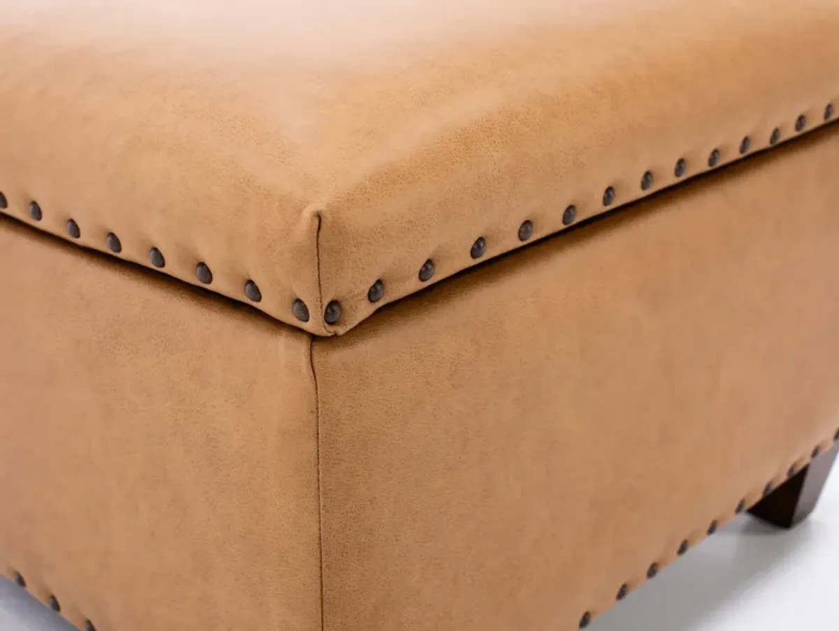 Depot Leather Storage Cocktail Ottoman