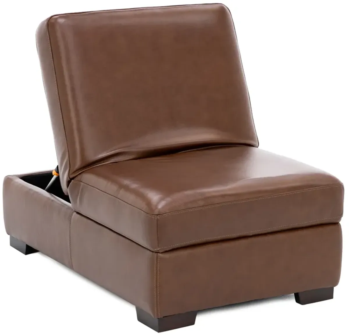 Everest Leather Storage Seat Ottoman in Chestnut