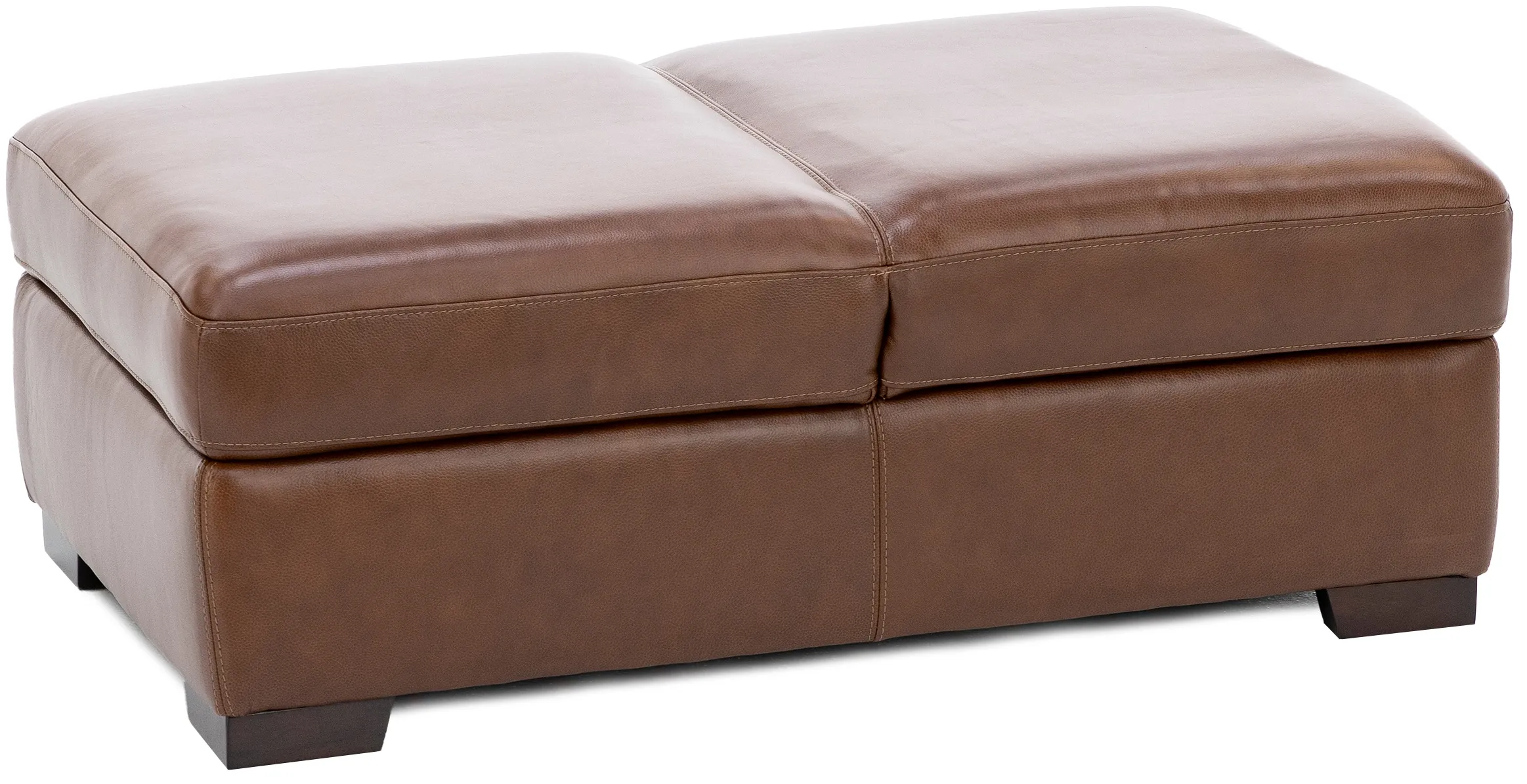 Everest Leather Storage Seat Ottoman in Chestnut