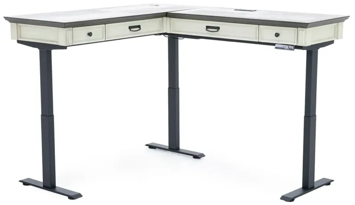 White Estate L-Shape Sit & Stand Desk