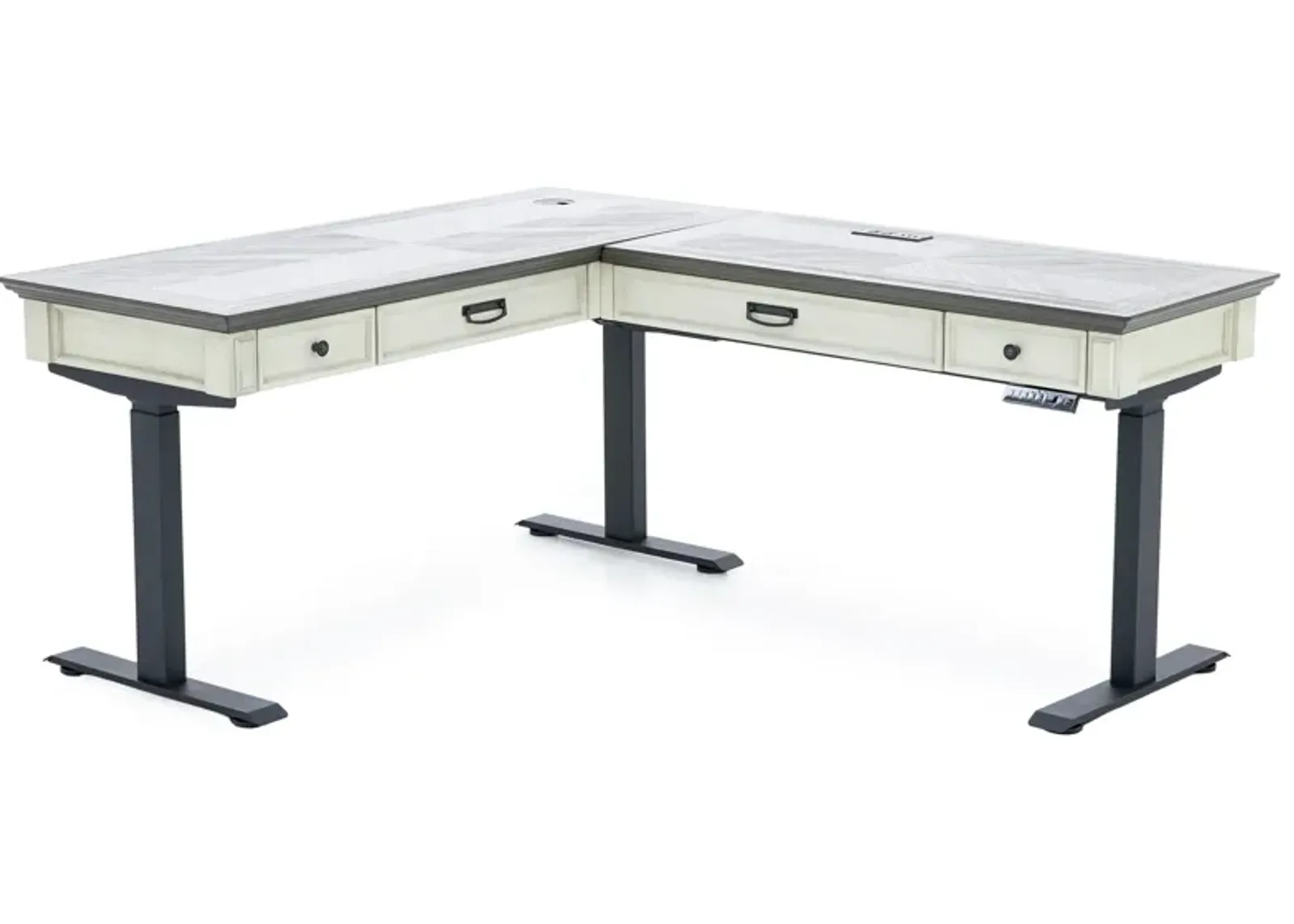 White Estate L-Shape Sit & Stand Desk