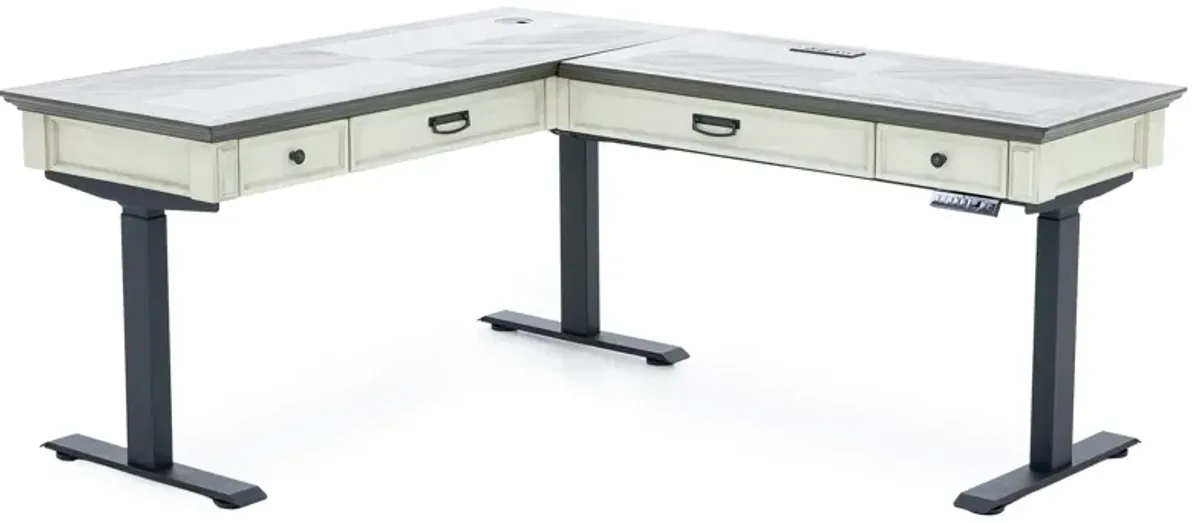 White Estate L-Shape Sit & Stand Desk