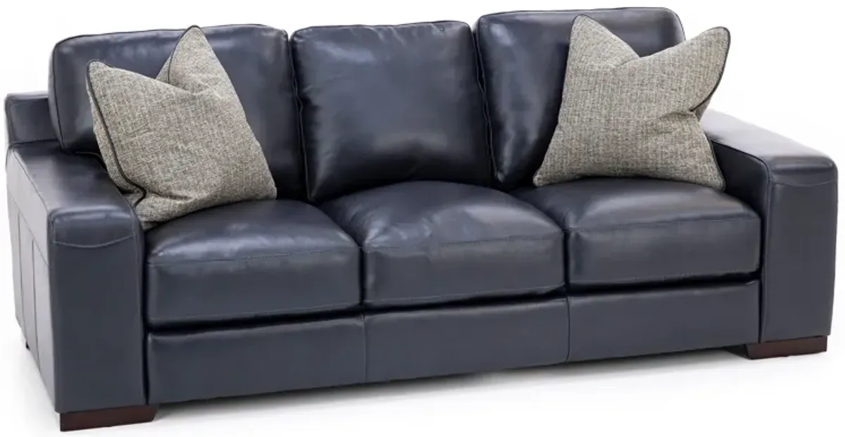 Everest Leather Sofa With Wireless Charging in Deep Blue