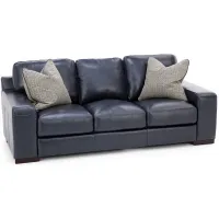 Everest Leather Sofa With Wireless Charging in Deep Blue