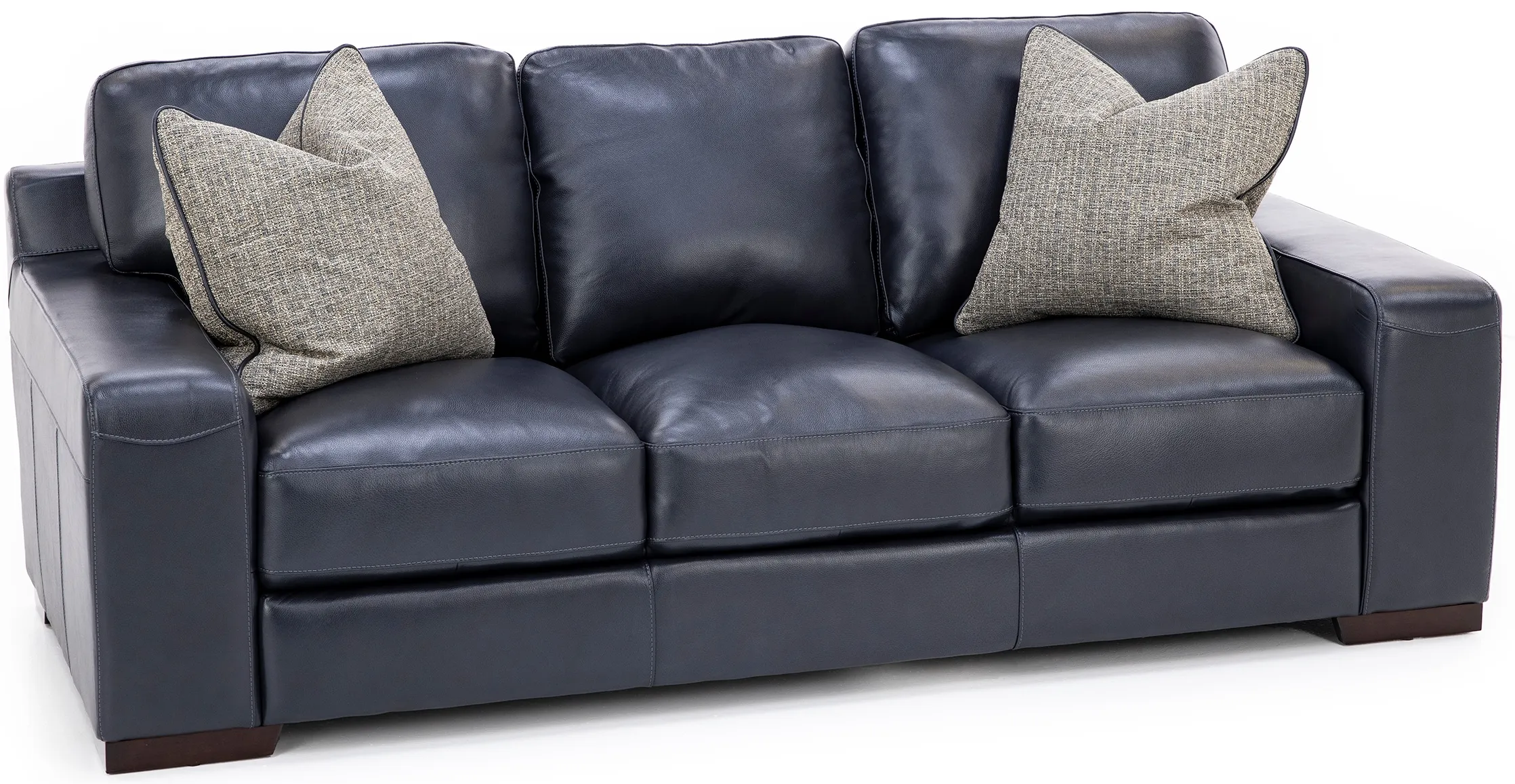 Everest Leather Sofa With Wireless Charging in Deep Blue