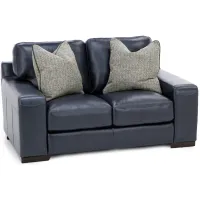 Everest Leather Loveseat With Wireless Charging in Deep Blue