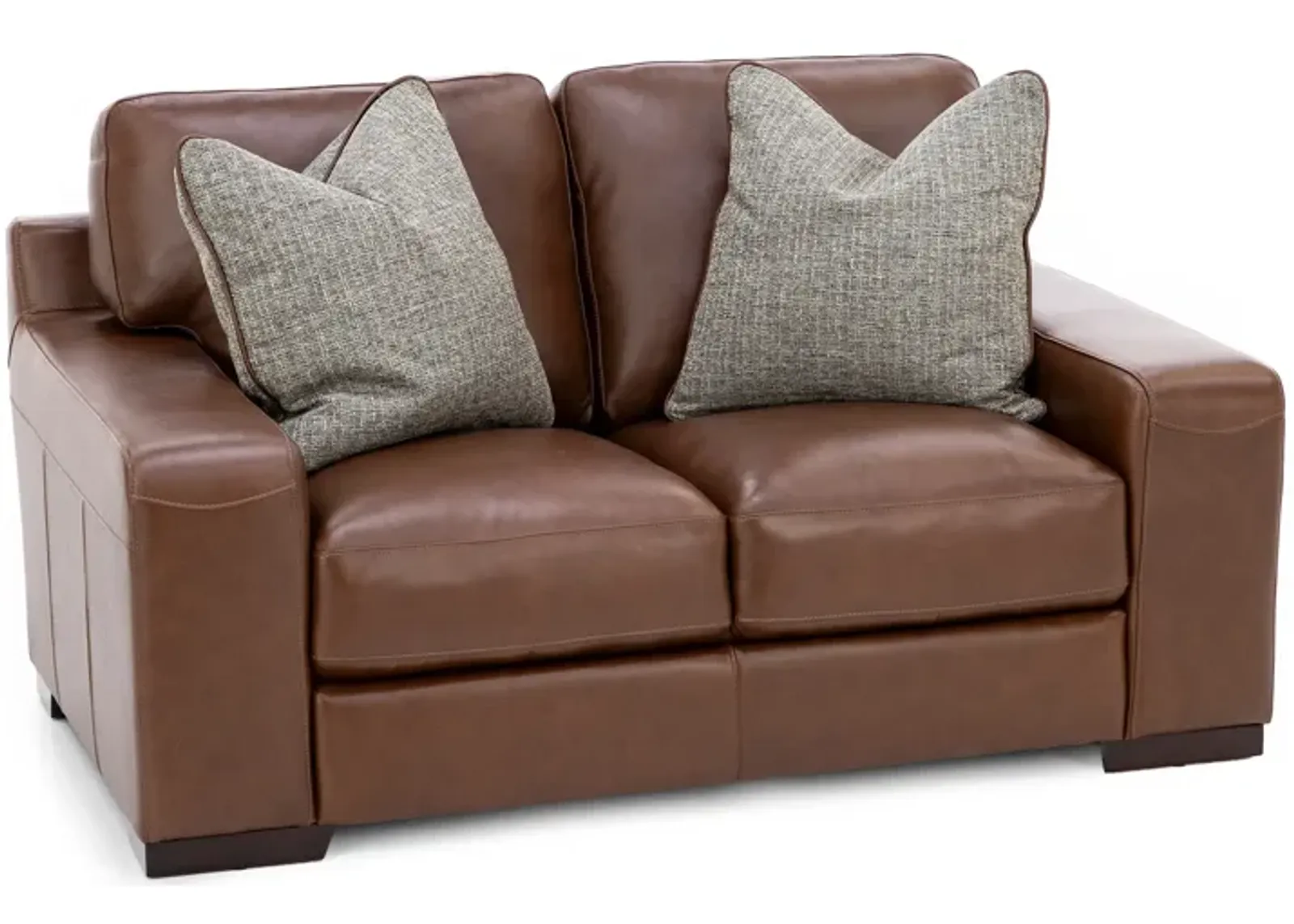 Everest Leather Loveseat With Wireless Charging in Chestnut