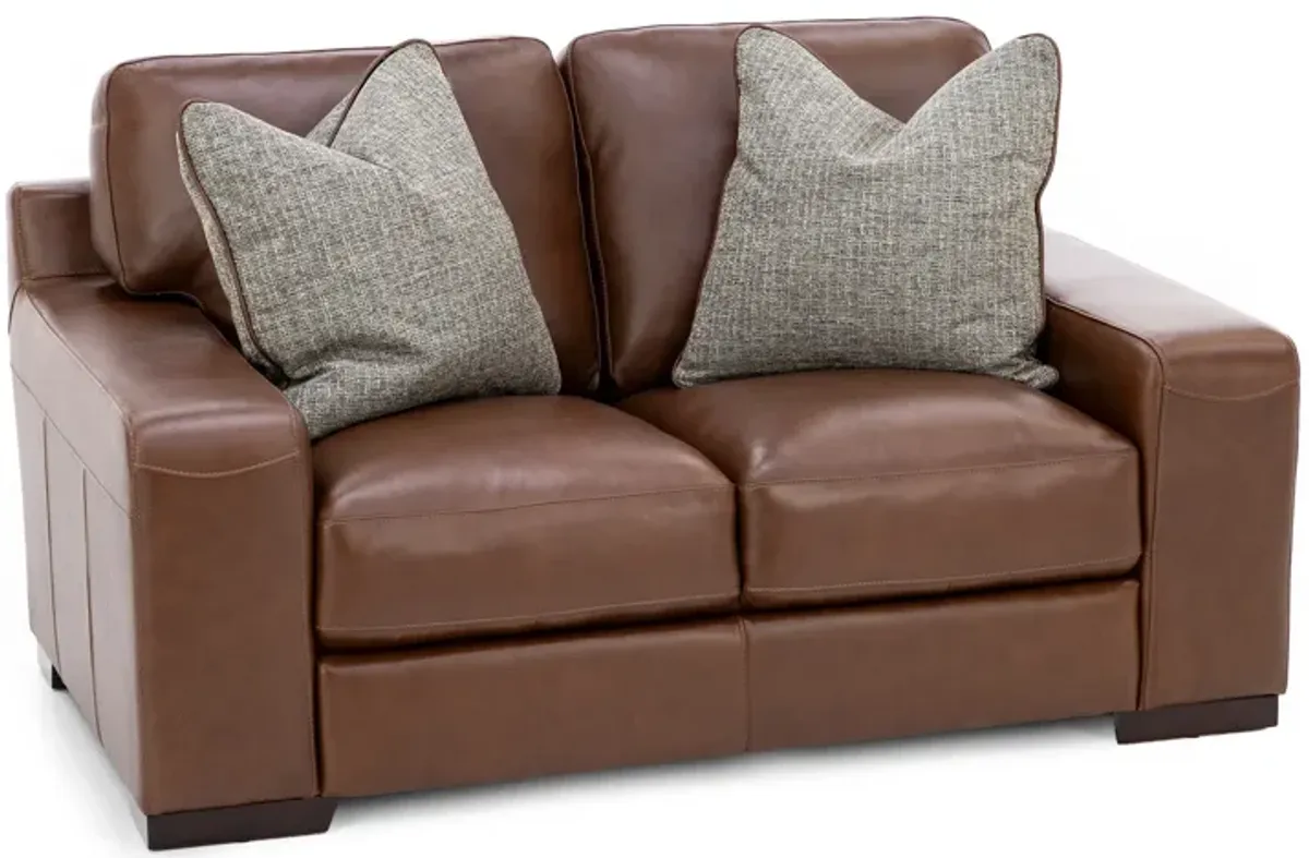 Everest Leather Loveseat With Wireless Charging in Chestnut