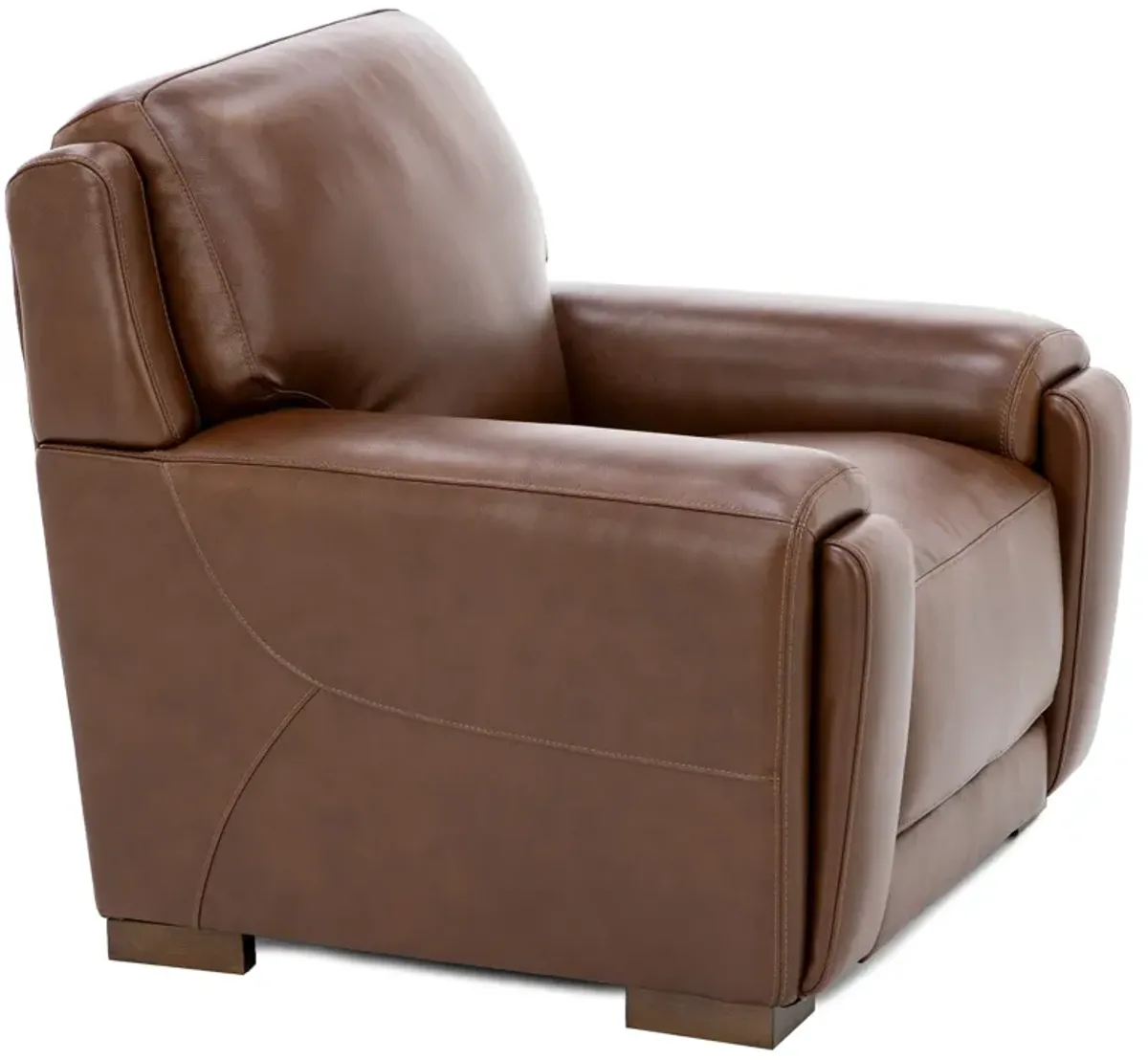 William Leather Chair With Hidden Cupholders And Chargers in Chestnut