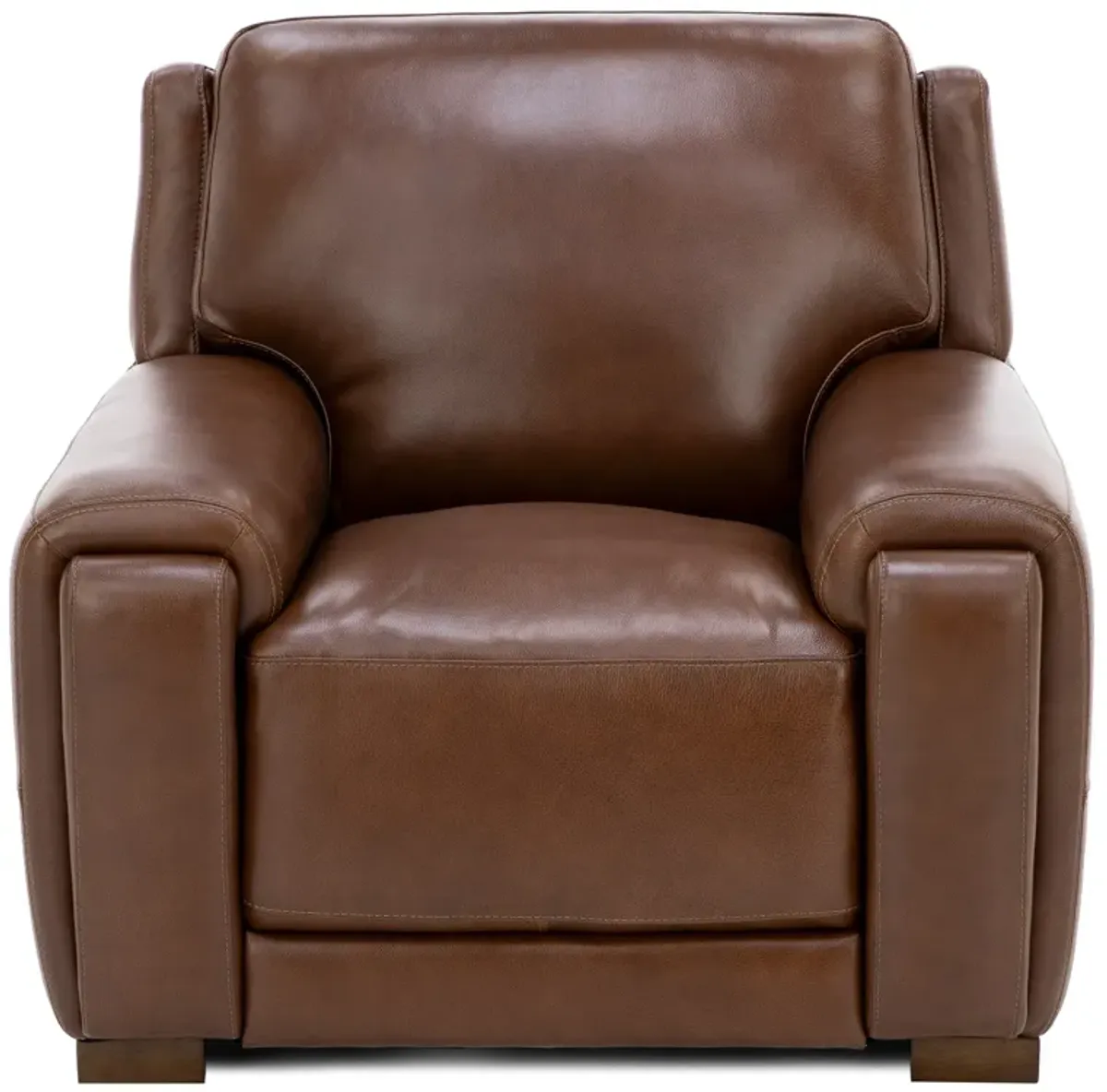 William Leather Chair With Hidden Cupholders And Chargers in Chestnut