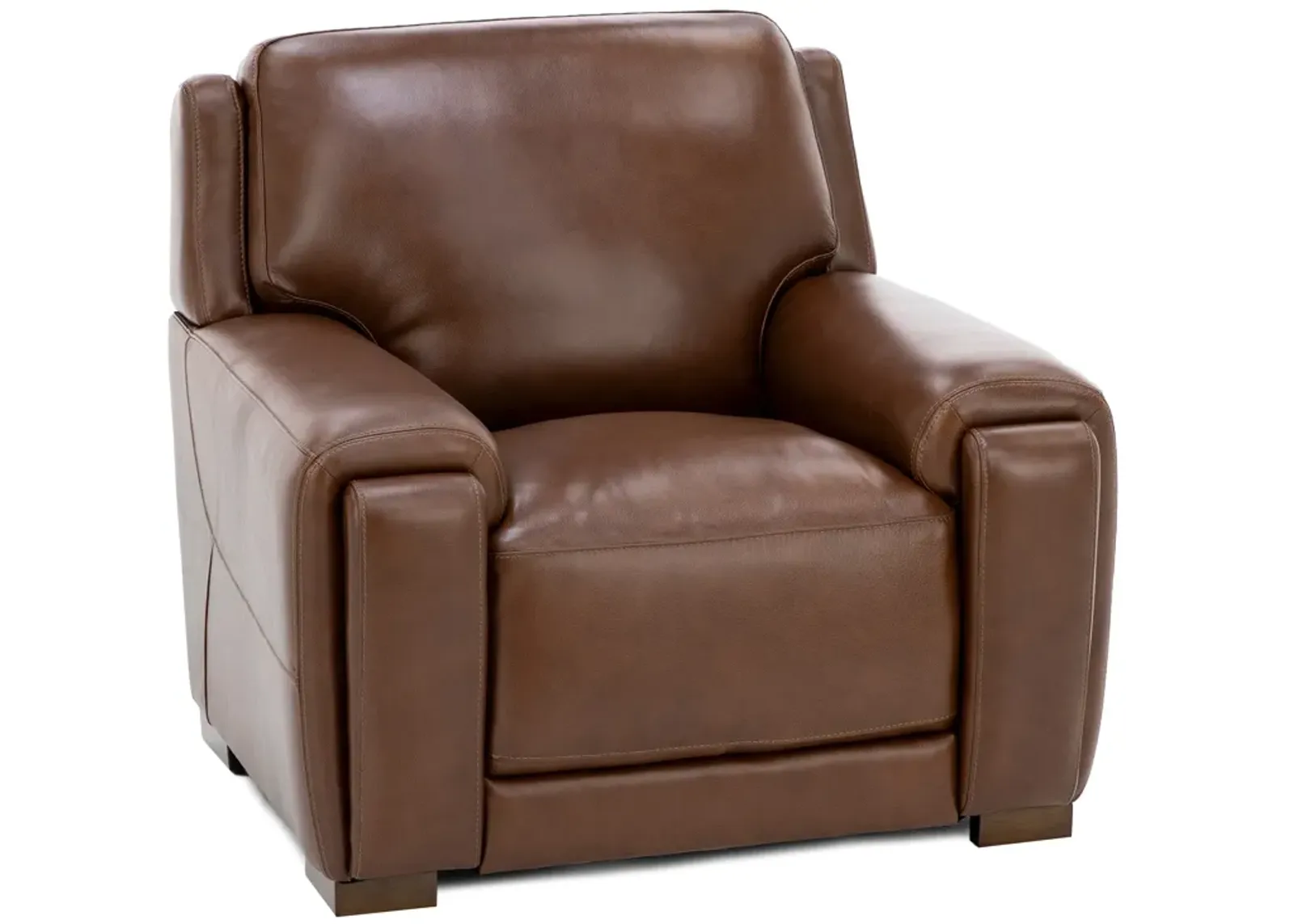 William Leather Chair With Hidden Cupholders And Chargers in Chestnut