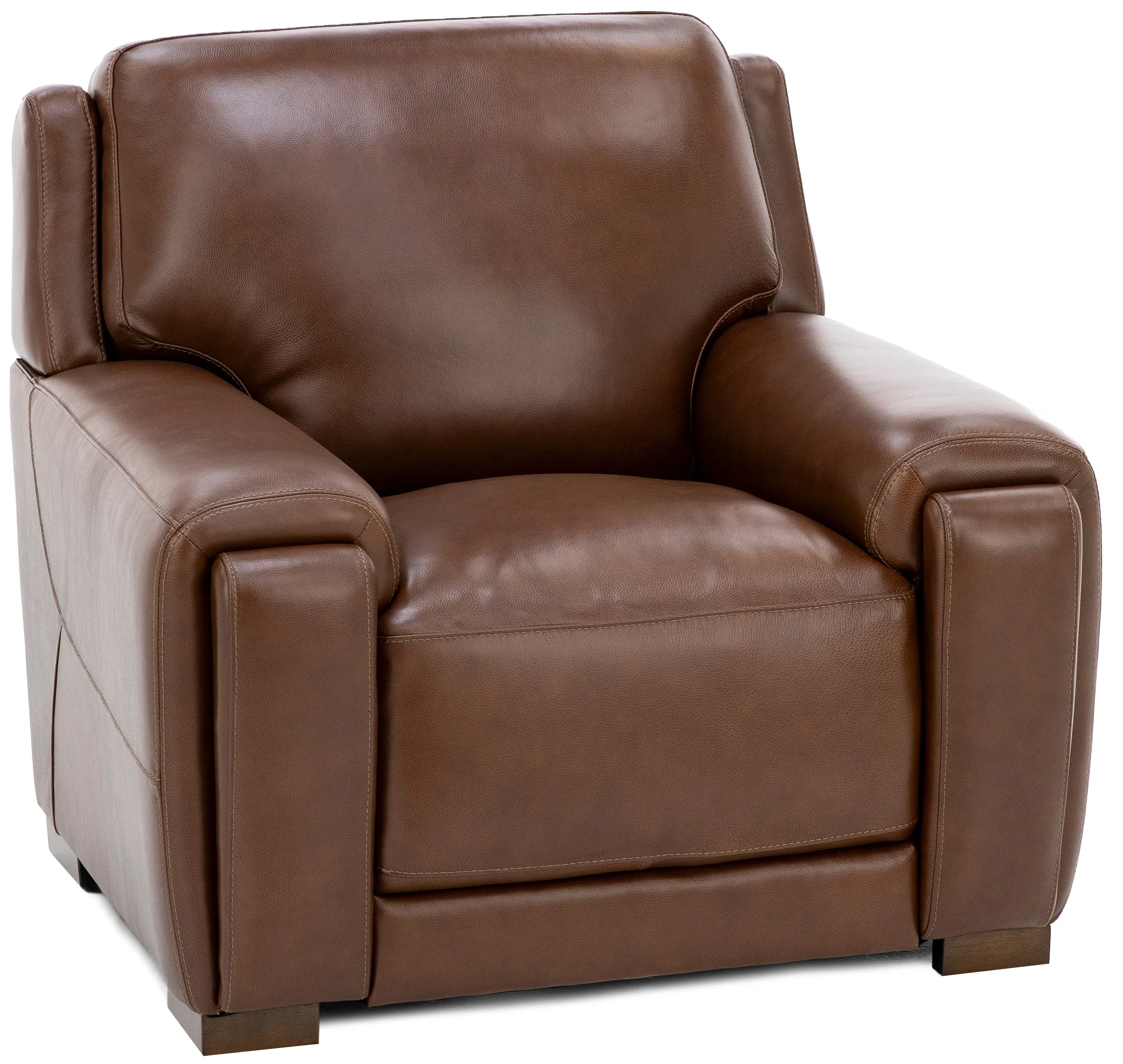 William Leather Chair With Hidden Cupholders And Chargers in Chestnut