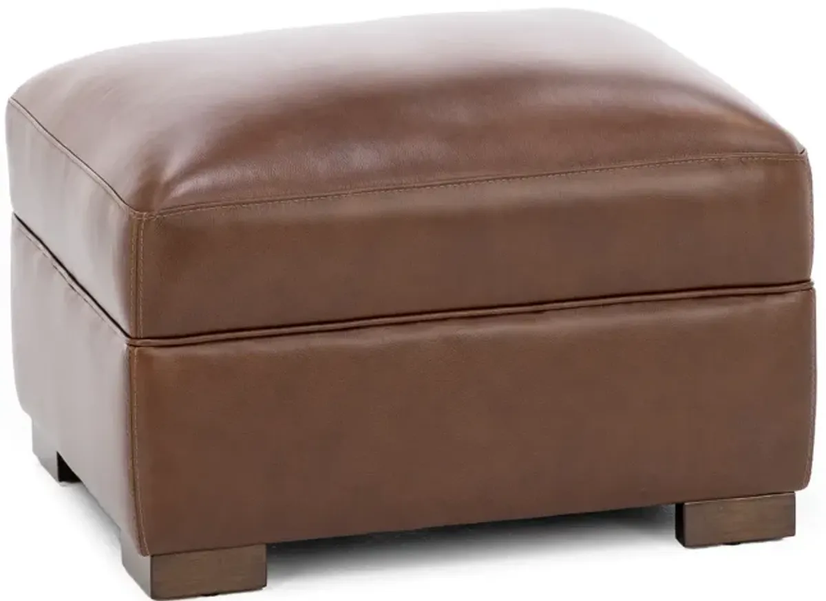 William Leather Ottoman in Chestnut