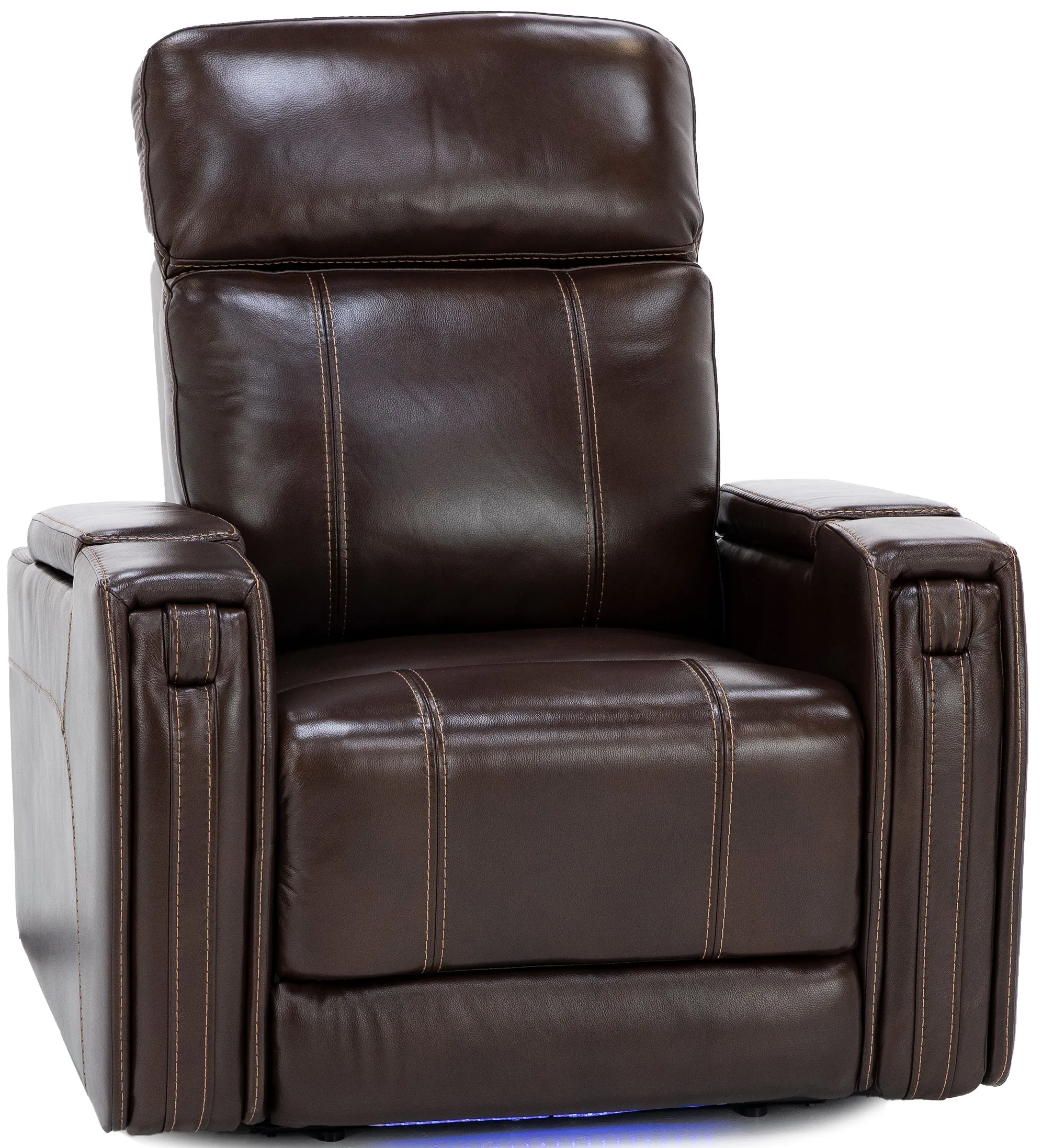 Margot Leather Fully Loaded Multi Media Home Theater Recliner With Hidden Cupholders in Coffee