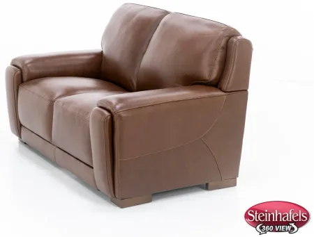 William Leather Loveseat With Hidden Cupholders And Chargers in Chestnut