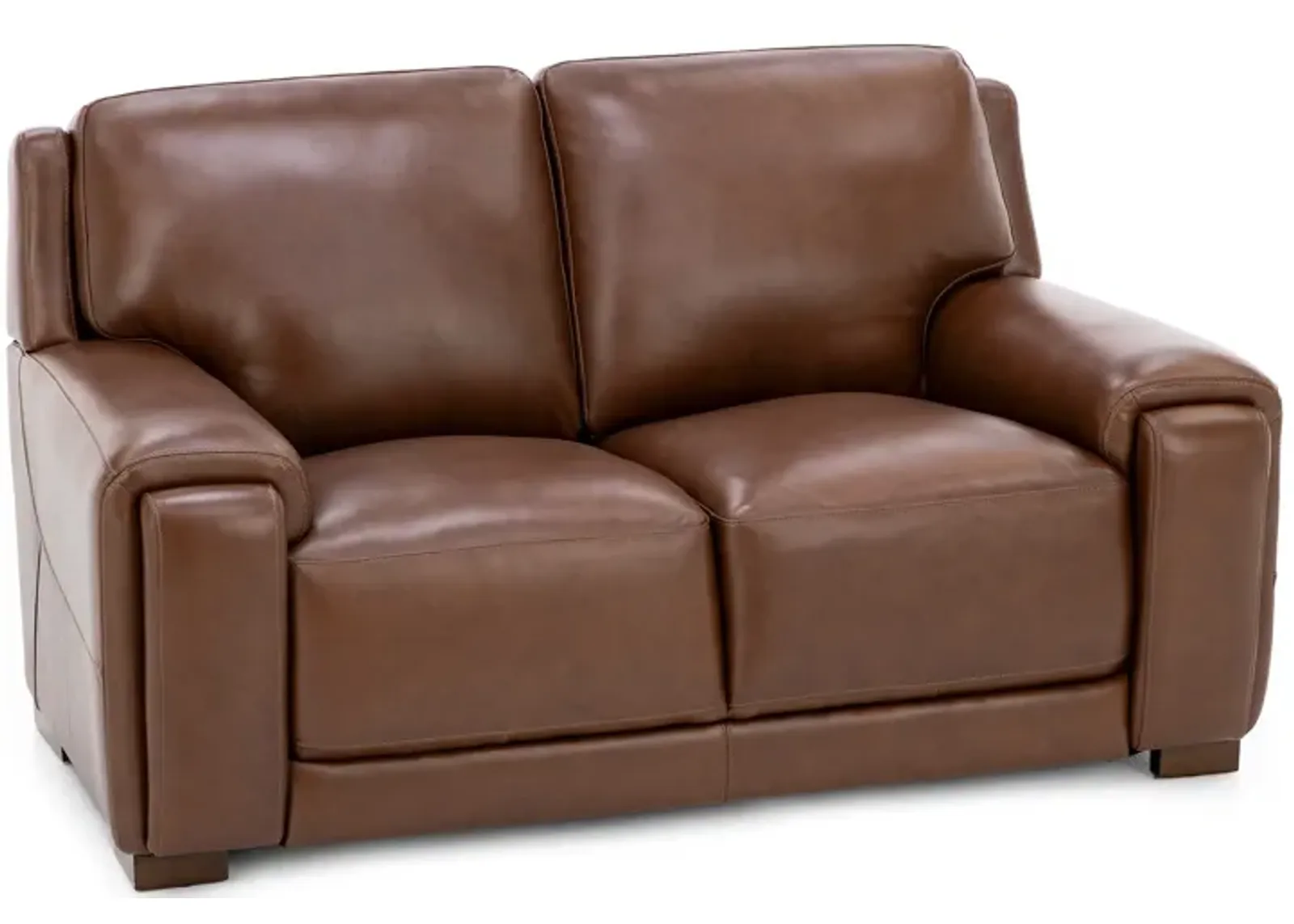 William Leather Loveseat With Hidden Cupholders And Chargers in Chestnut