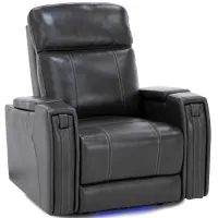 Margot Leather Fully Loaded Multi Media Home Theater Recliner With Hidden Cupholders in Smoke