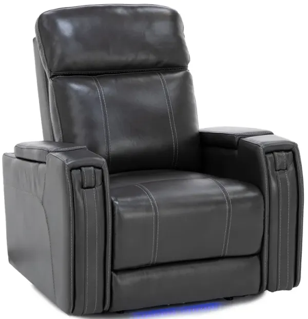 Margot Leather Fully Loaded Multi Media Home Theater Recliner With Hidden Cupholders in Smoke