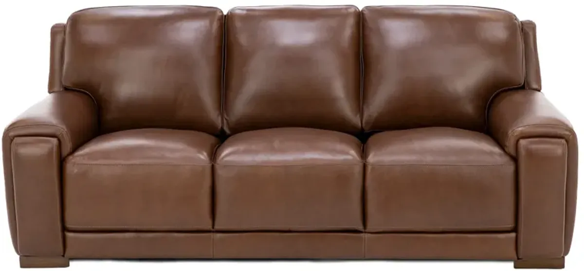 William Leather Sofa With Hidden Cupholders And Chargers in Chestnut