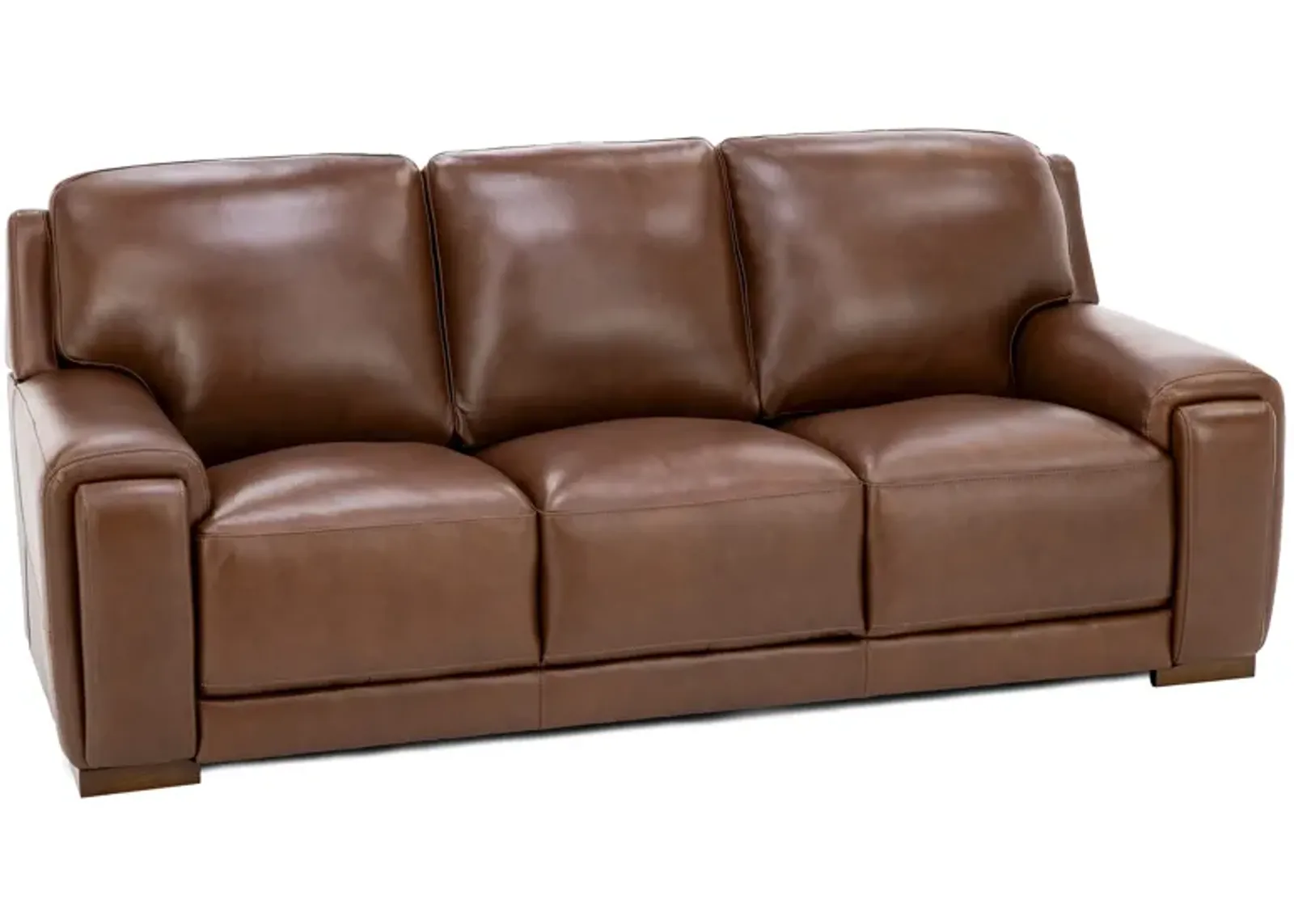 William Leather Sofa With Hidden Cupholders And Chargers in Chestnut