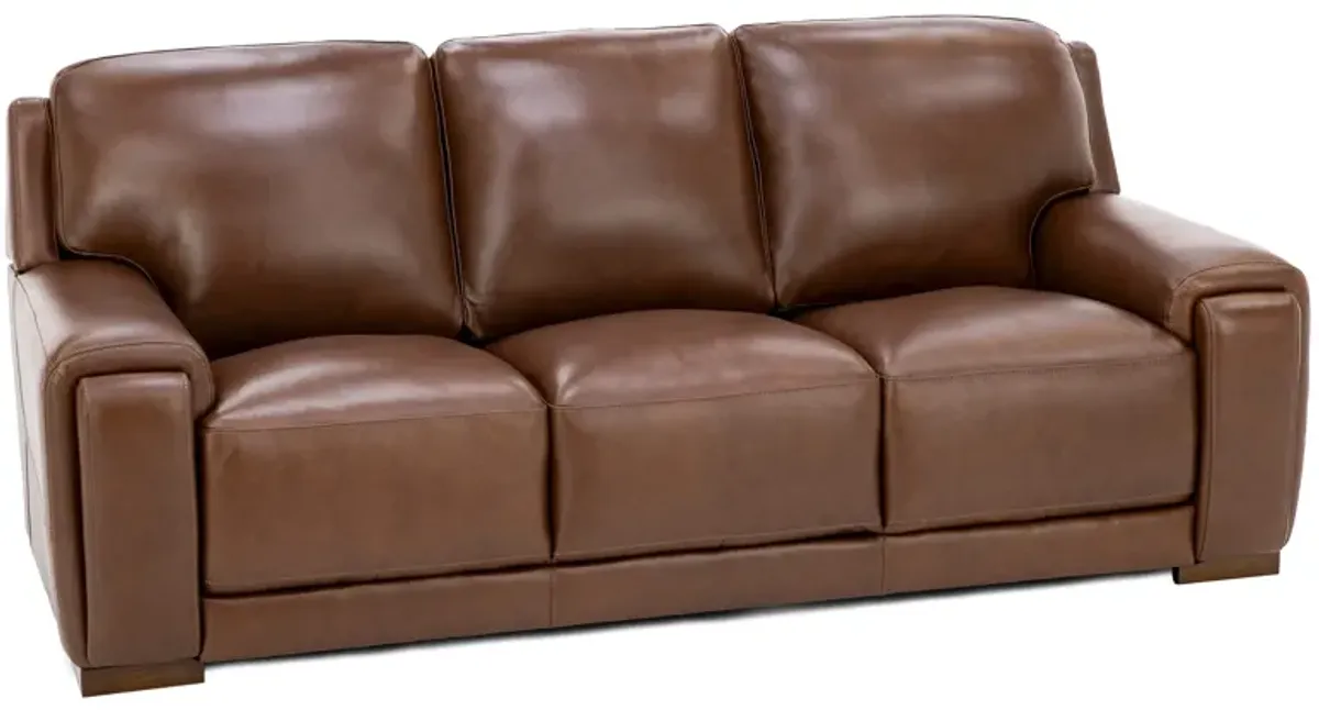 William Leather Sofa With Hidden Cupholders And Chargers in Chestnut