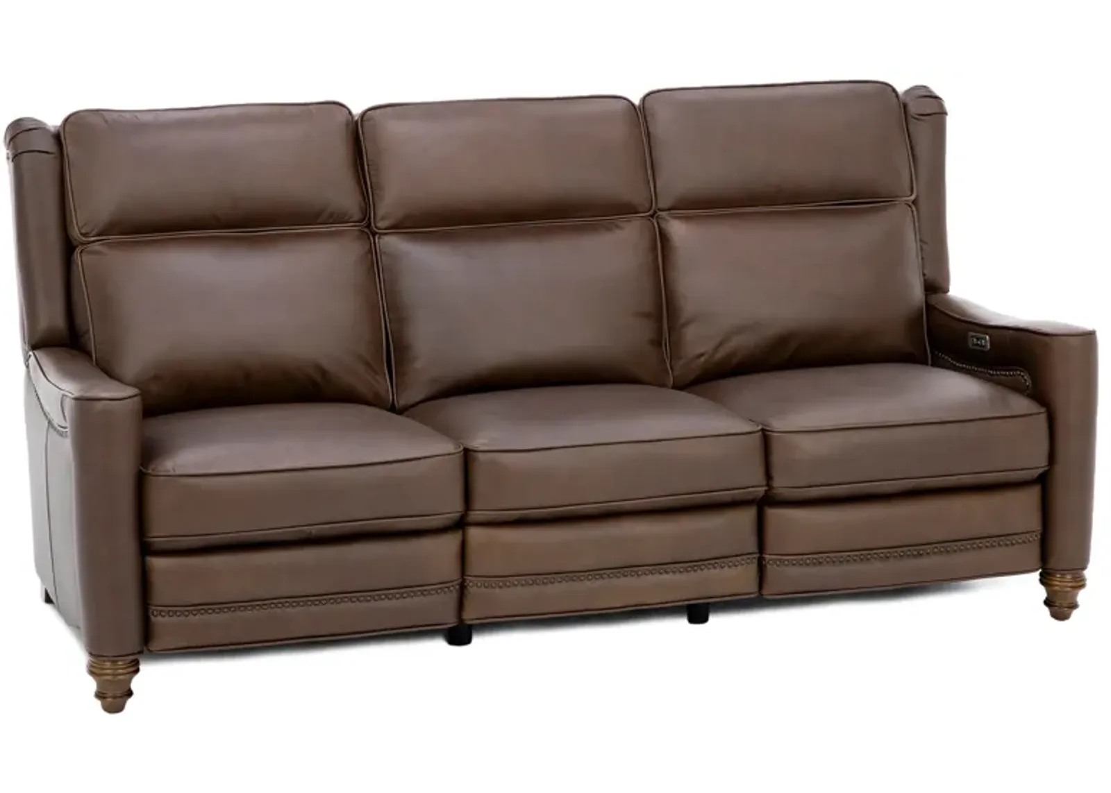 Etna Leather Power Headrest Reclining Sofa in Brown