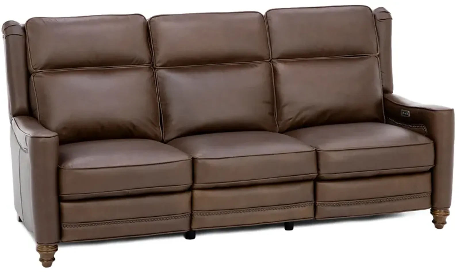 Etna Leather Power Headrest Reclining Sofa in Brown