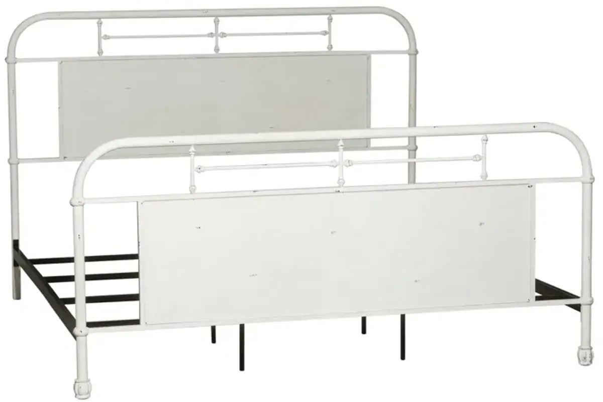 Clara Queen Metal Bed In Antique White