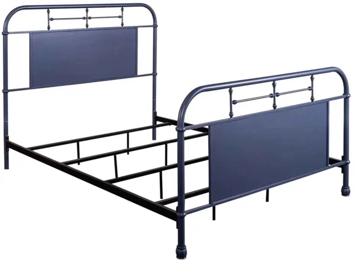 Clara Queen Metal Bed In Navy