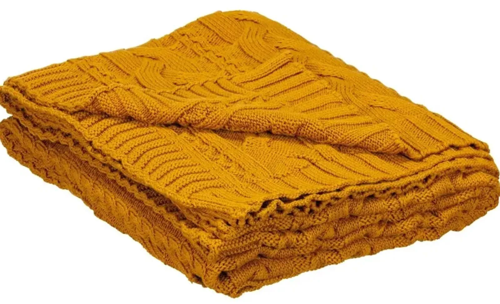 Saffron Cable Knit Throw 50"W x 60"L