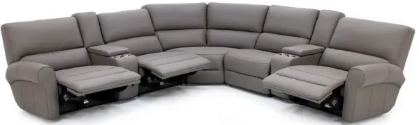 Legend 7-Pc. Leather Power Headrest Zero Gravity Reclining Modular In Mink With 3 Reclining Seats