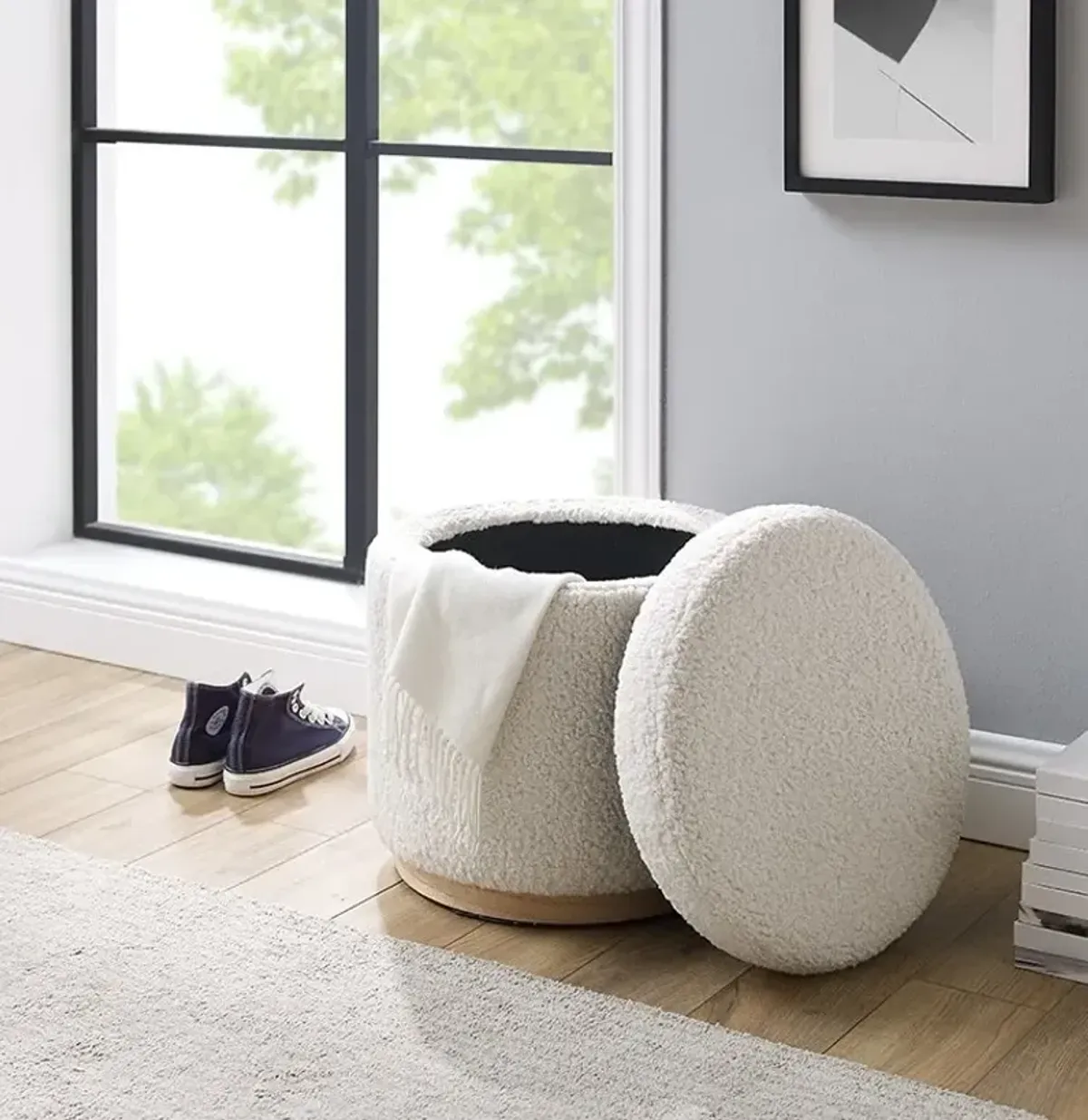 Kent Storage Ottoman in Natural