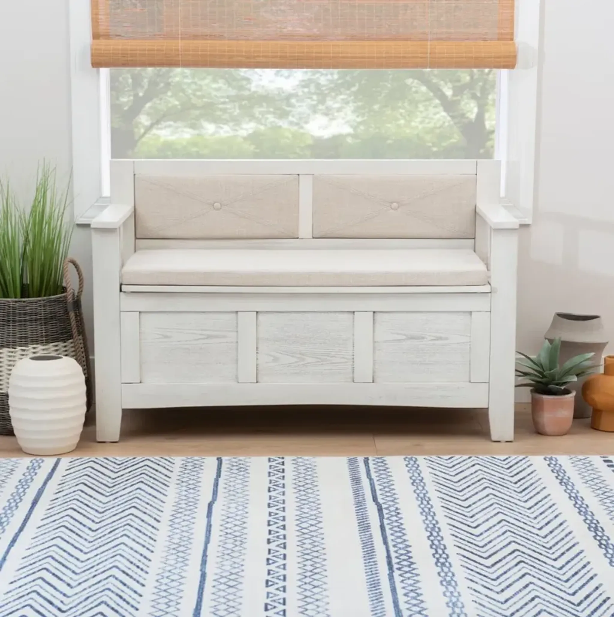 Kennedy Storage Bench in White | Furniture.com