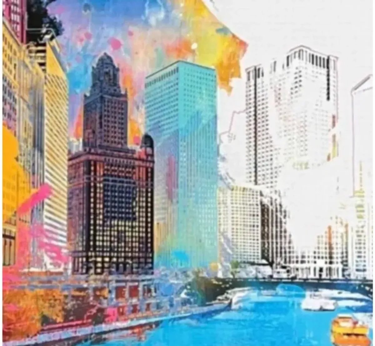 Chicago Impression Framed Art 40"W x 30"H