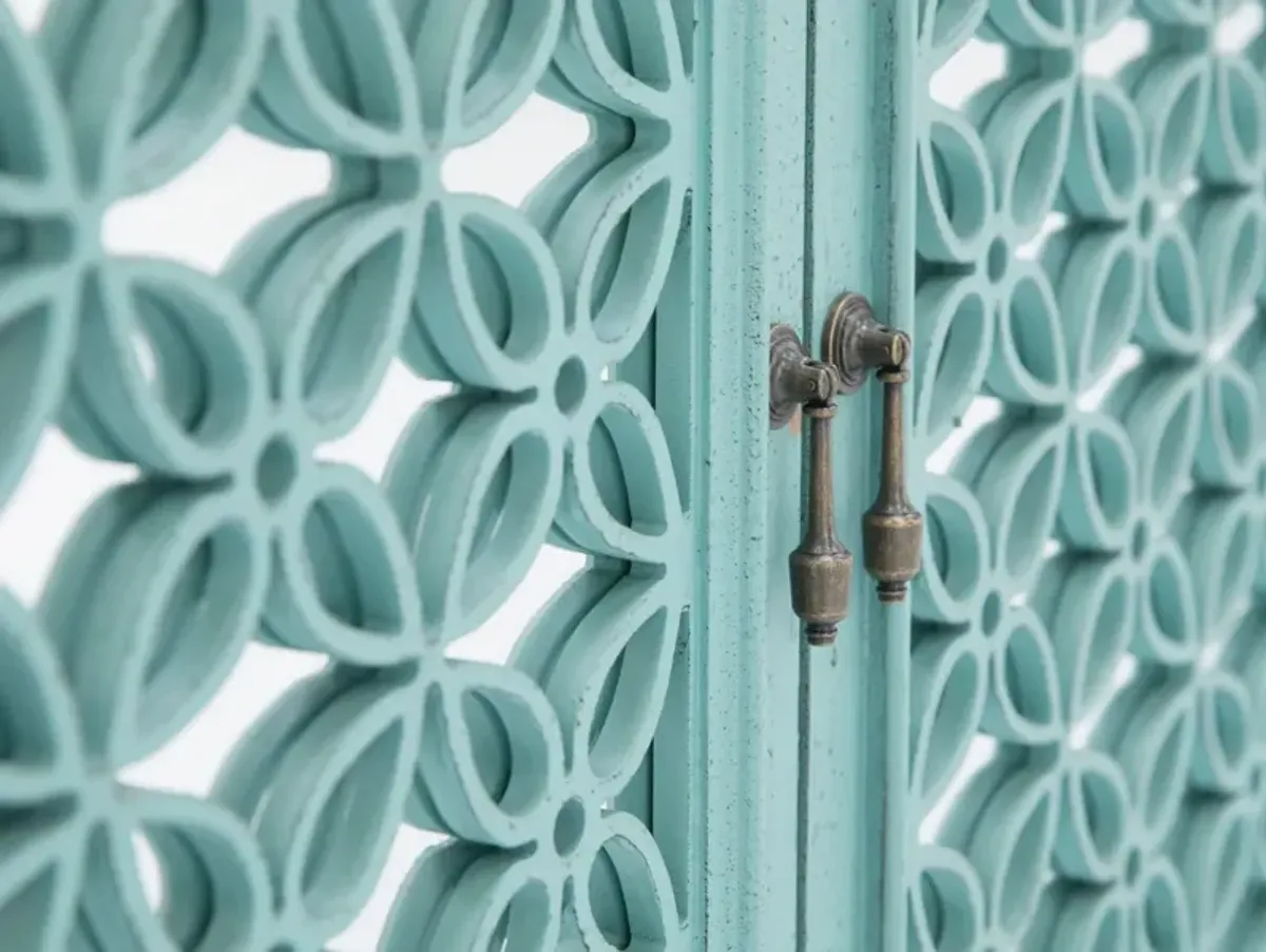 Eclectic Collection Turquoise 4 Door Cabinet