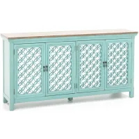 Eclectic Collection Turquoise 4 Door Cabinet
