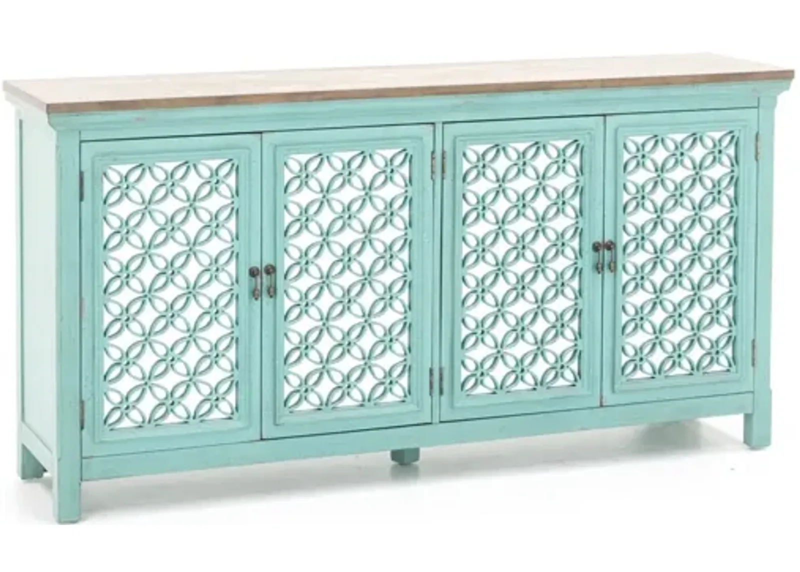 Eclectic Collection Turquoise 4 Door Cabinet