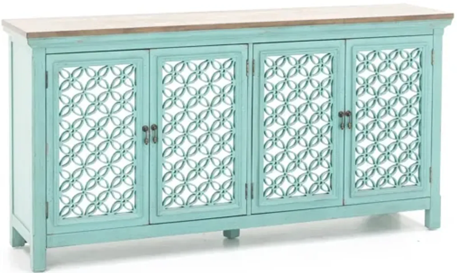 Eclectic Collection Turquoise 4 Door Cabinet